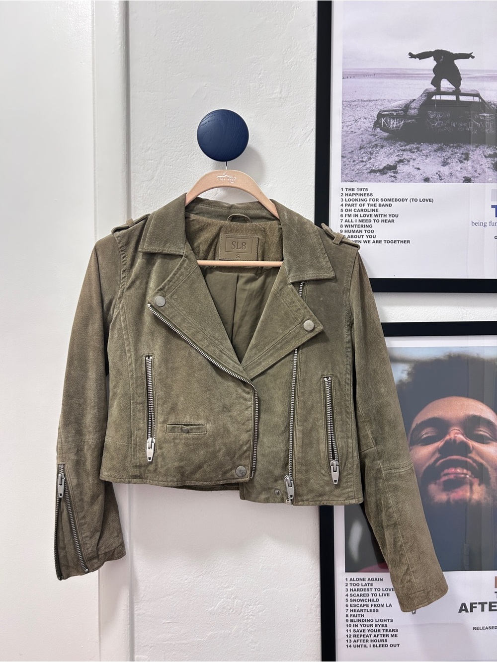 SL8 Olive Suede Moto Jacket